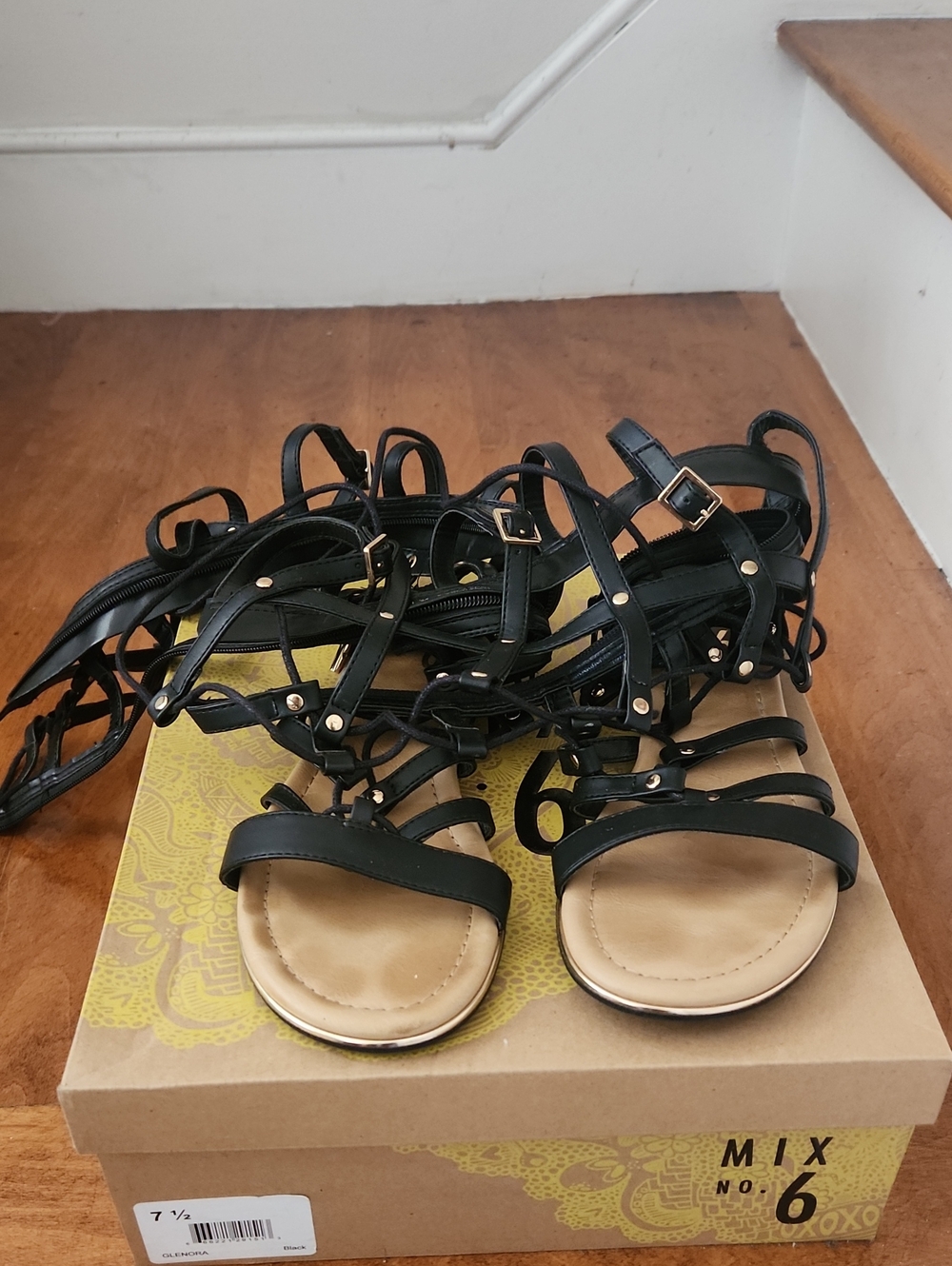 Mix No. 6 Black Strappy Gladiator Sandals